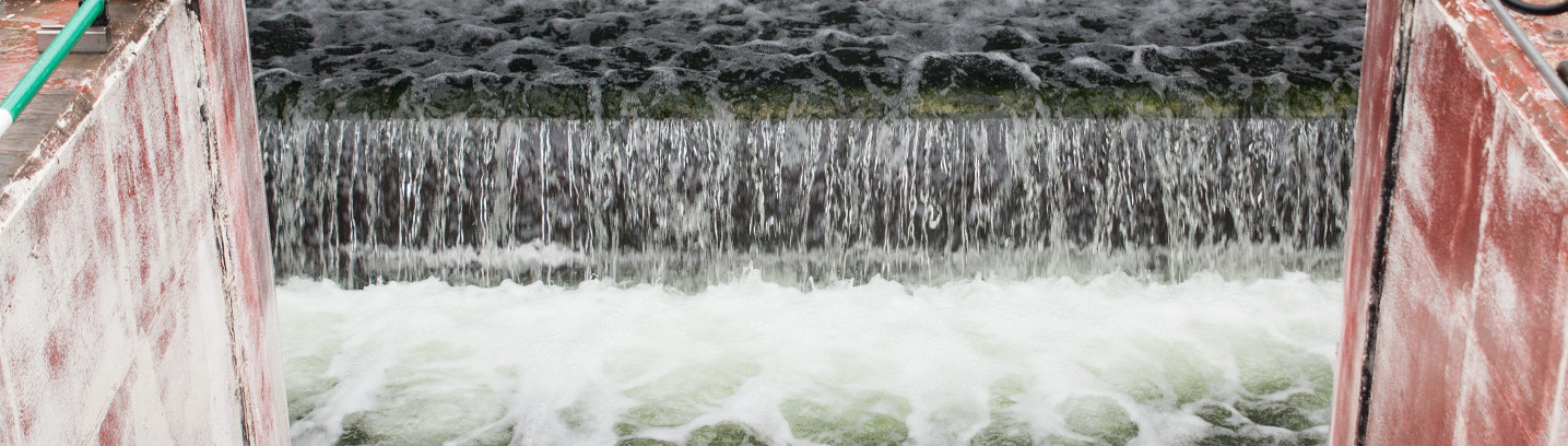 water flowing through treatment works