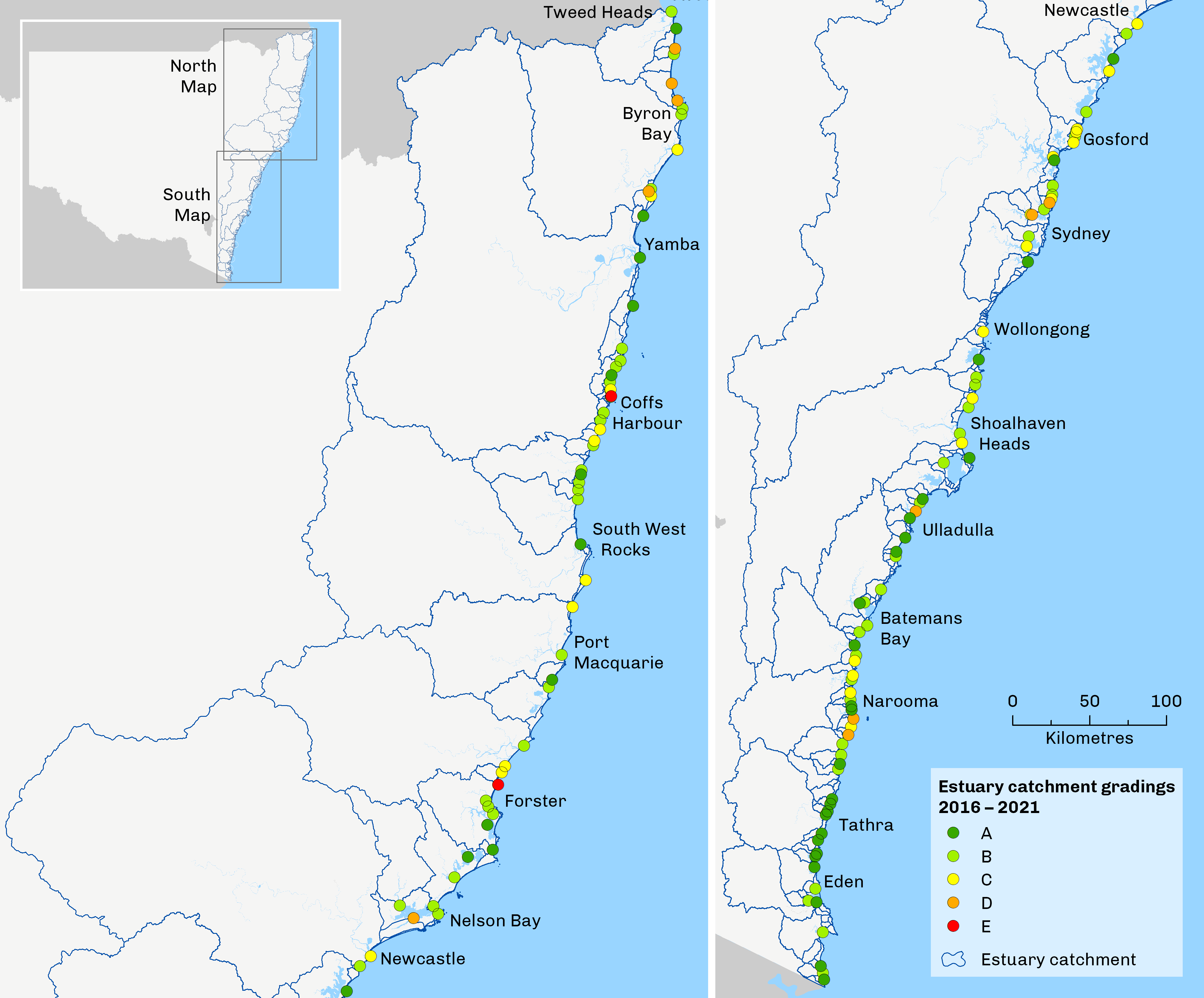 Map of estuarine catchment gradings