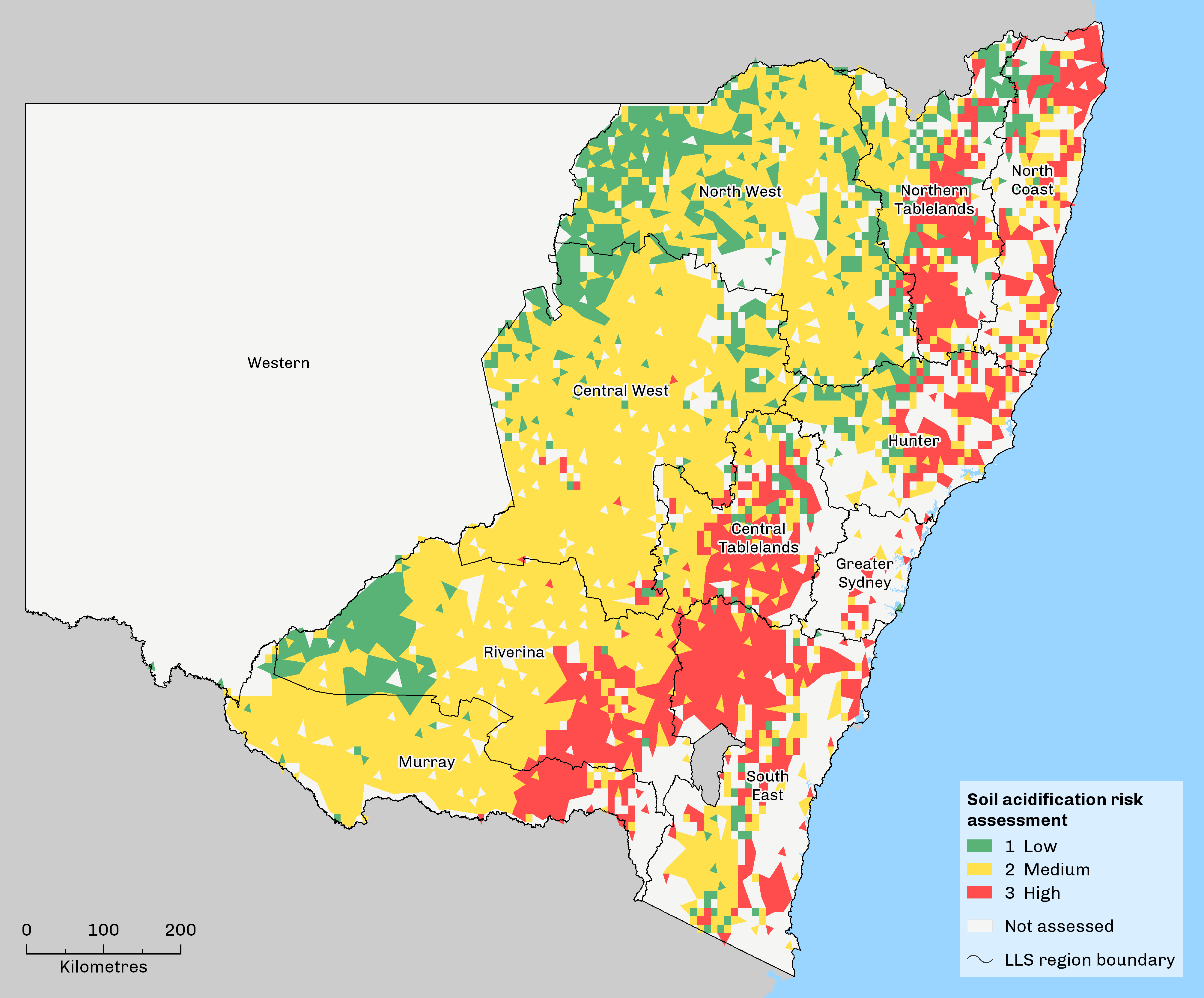 map showing soil acidification risk 