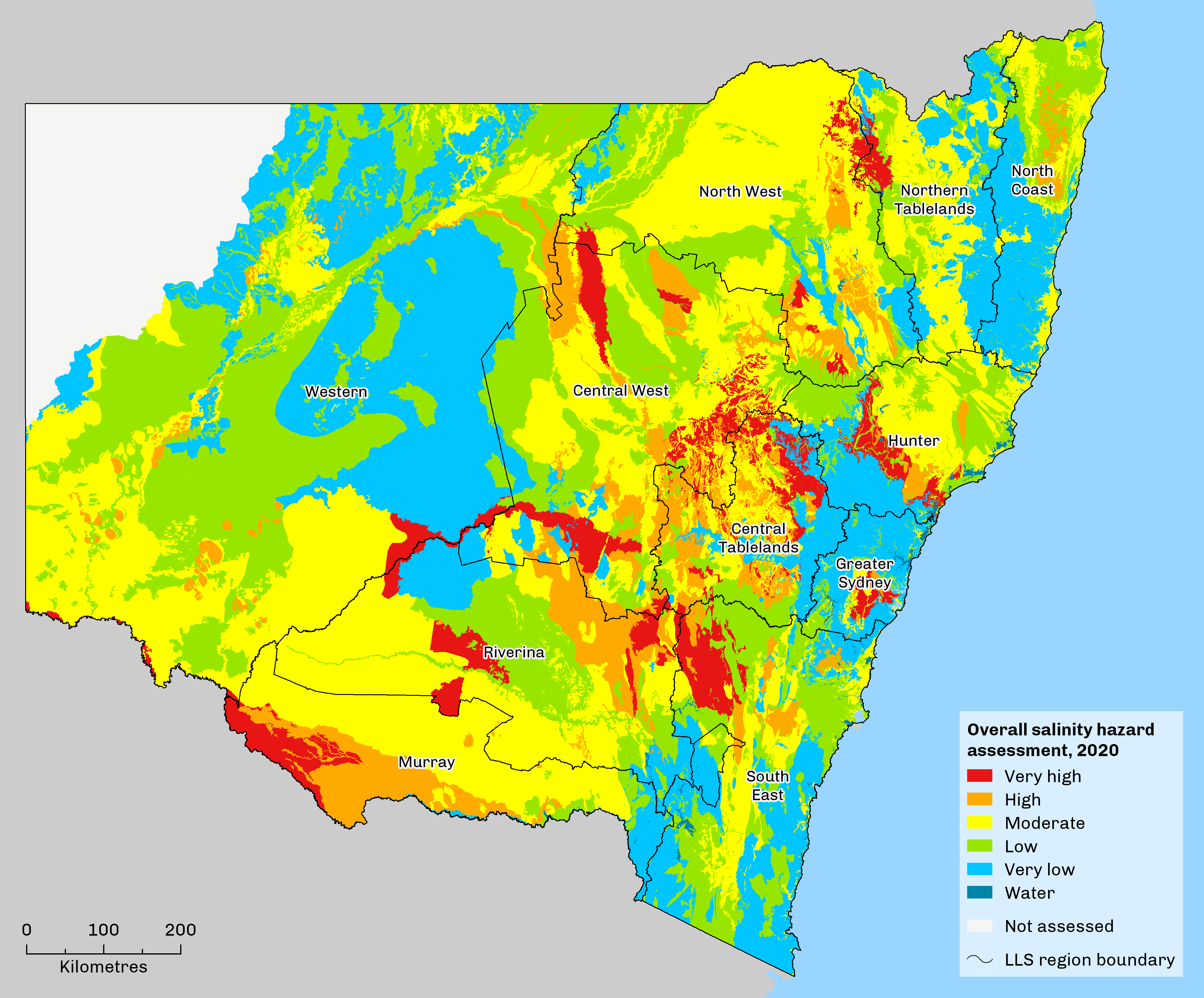 map showing salinity hazard in NSW