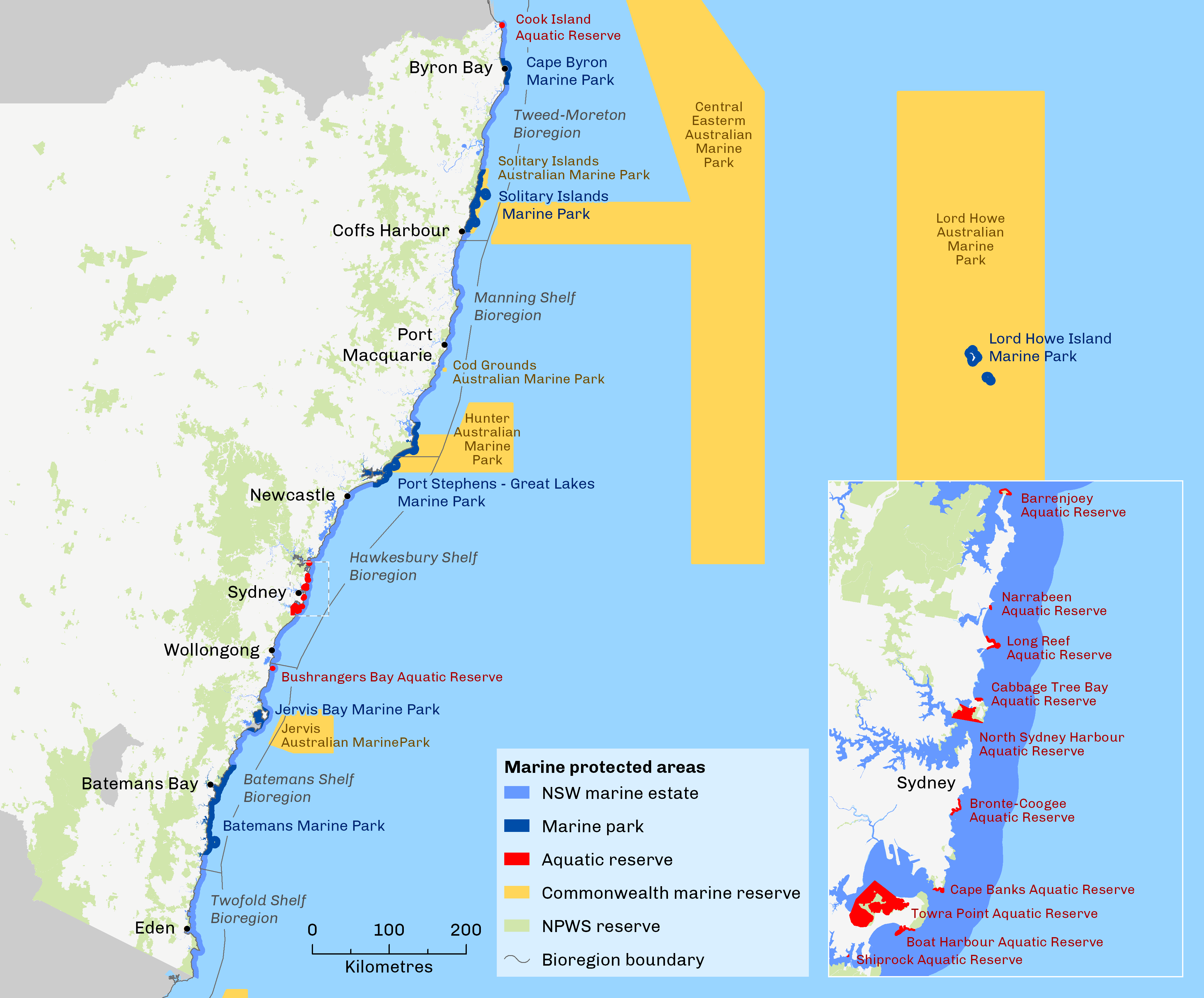 Map showing marine protected areas