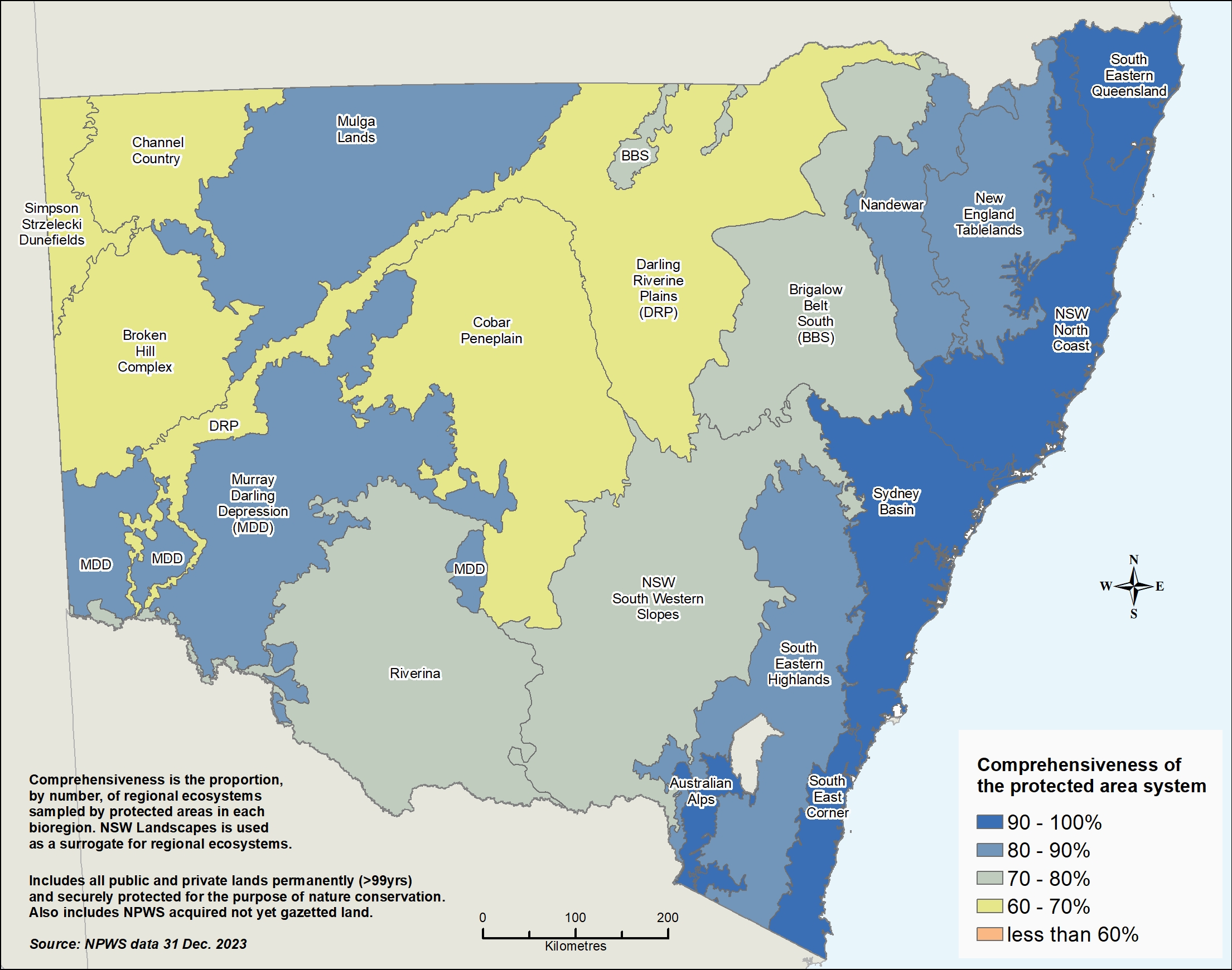 A map of New South Wales showing protected areas, or land managed for conservation, under agreements with the Biodiversity Conservation Trust