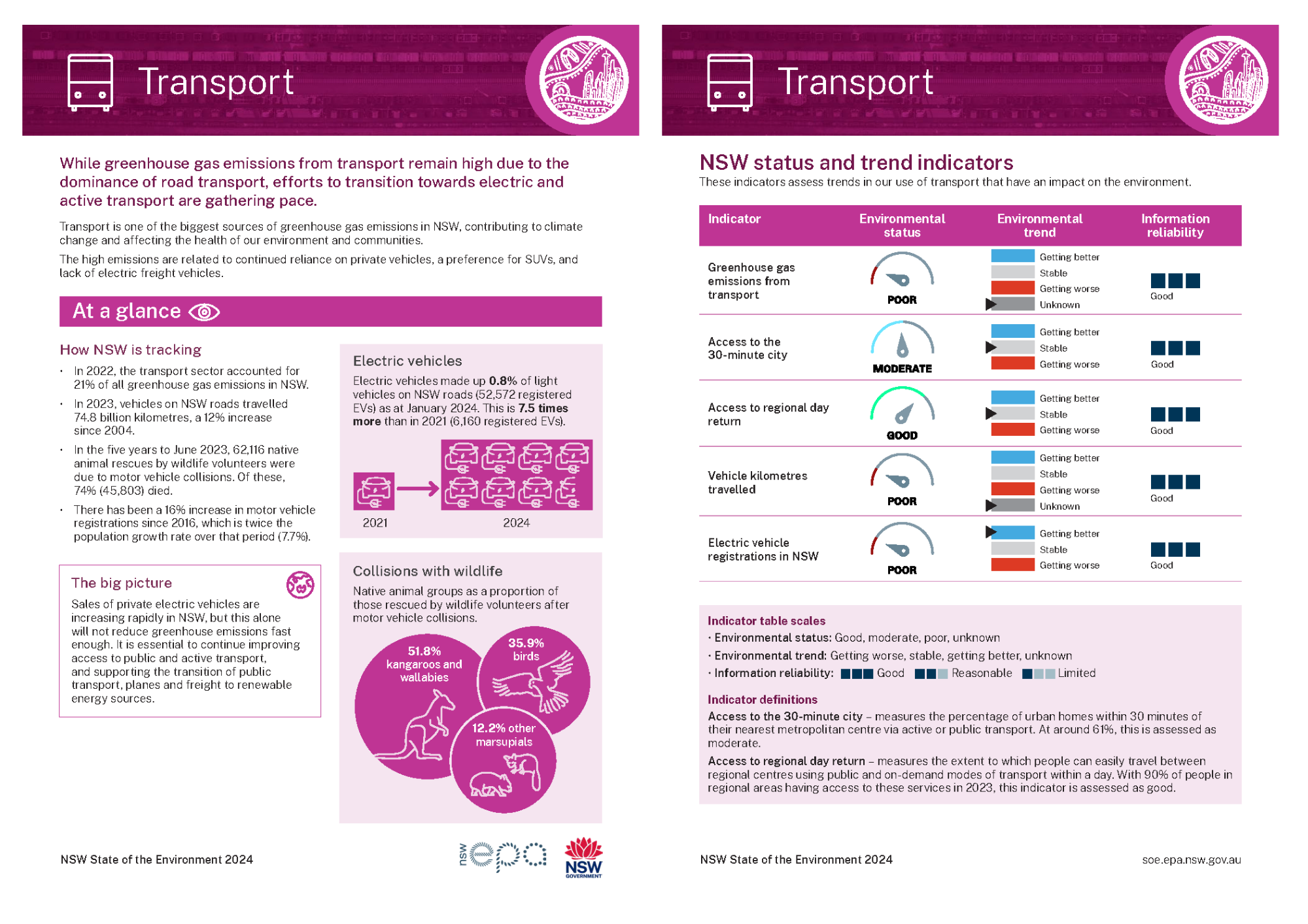 Thumbnail of two-page Transport topic summary card from 2024 report